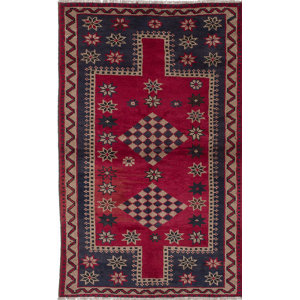 One-of-a-Kind Witt Hand-Knotted Blue/Red Area Rug
