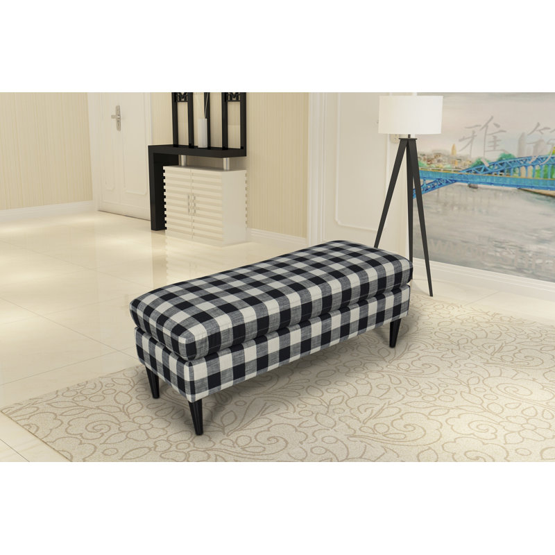 Gracie Oaks Bradford Large Decorative Bench With Pillow Top In Black Buffalo Check Reviews Wayfair