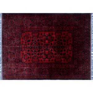 One-of-a-Kind Alban Hand-Knotted Rectangle Shape Red Area Rug