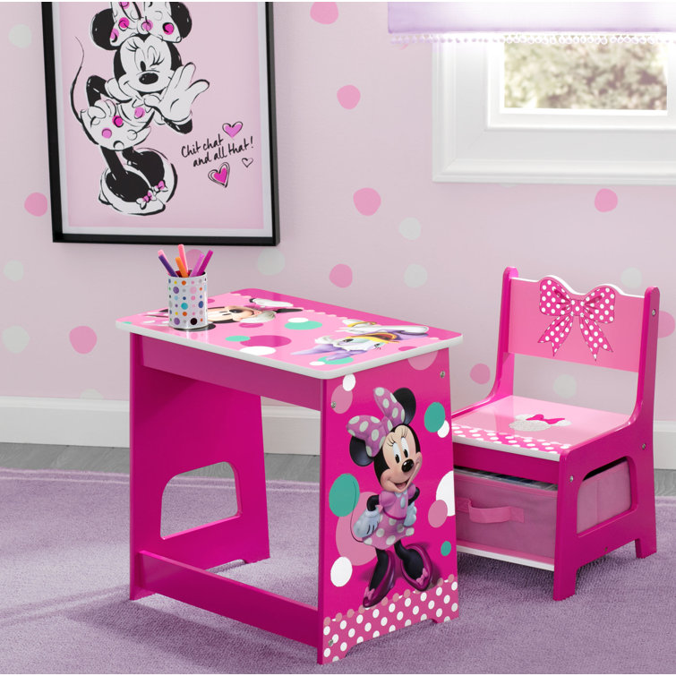 Minnie Mouse Table Chairs Set Kids Toddler Girl Play Room Activity Gift New 