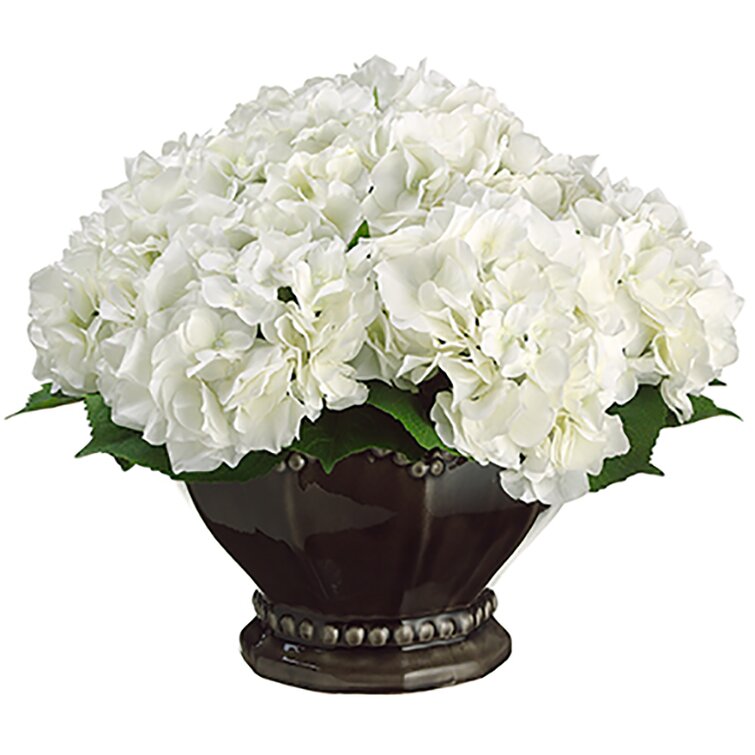 House Of Hampton Silk Hydrangea Floral Arrangement In Planter Wayfair