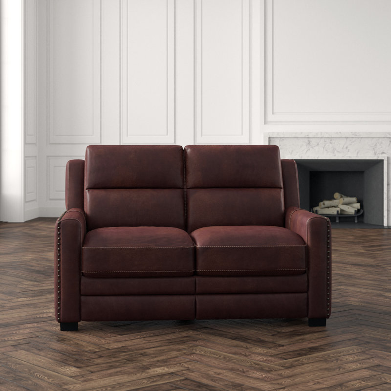 Hooker Furniture Aviator 60 Wide Genuine Leather Square Arm Reclining Loveseat