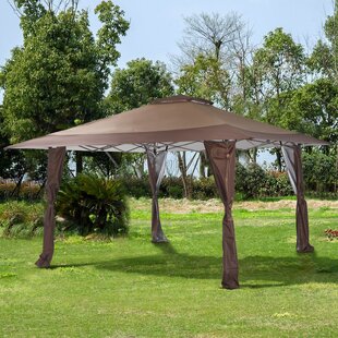 Garden Gazebo Pavilion Canopy Marquee Party Reception Tent Brown 10'x10'/10'x13'
