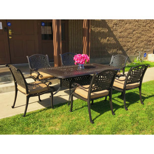 Go to store & view more images Campion 7 Piece Sunbrella Dining Set with Cushions by Fleur De Lis Living