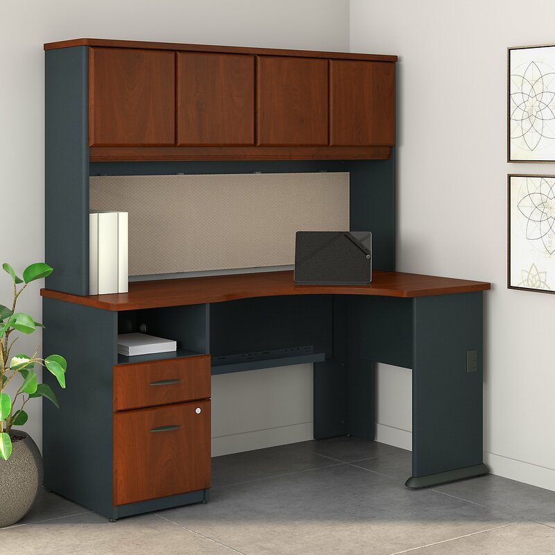 Bush Furniture Vantage Corner Desk In Harvest Cherry Walmart Com Walmart Com