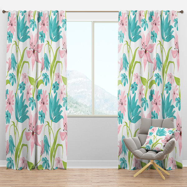 Designart Drawing Floral Semi Sheer Thermal Rod Pocket Curtain Panels Wayfair