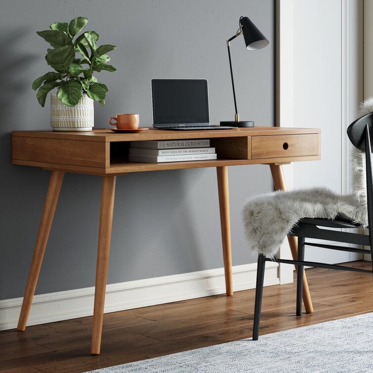 white office desk with keyboard tray