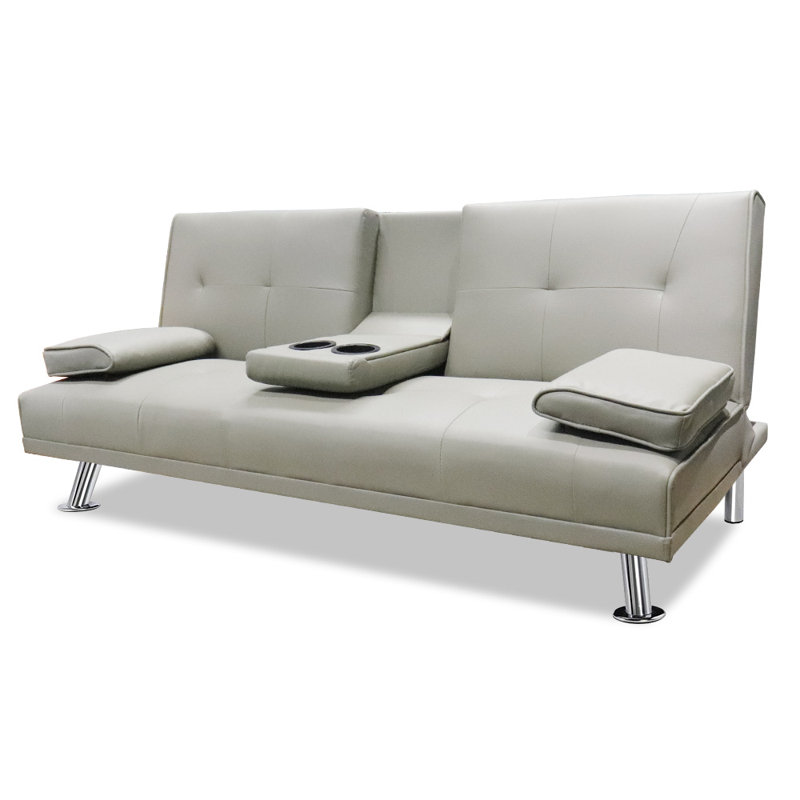 Ebern Designs Sofa Bed Modern Faux Leather Fold Up And Down Recliner Couch Gray Wayfair