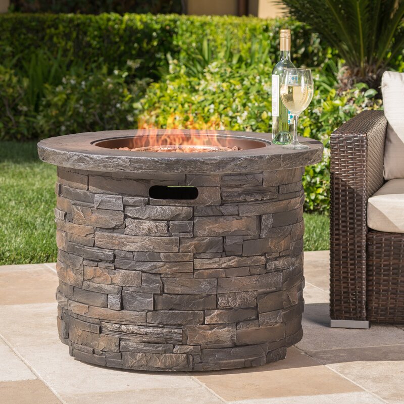 stone propane fire pit table