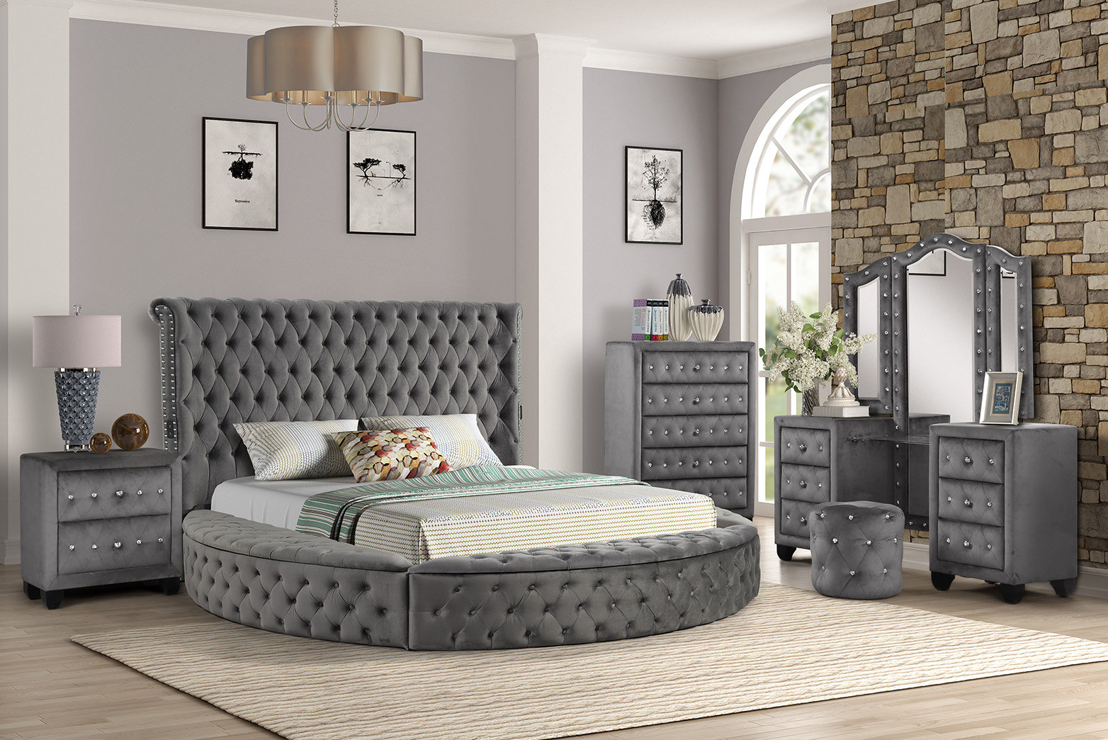 House of Hampton® Dairl Upholstered Platform 4 Piece Bedroom Set Wayfair