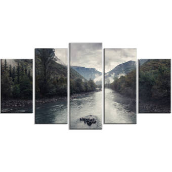 Designart Slow Motion Virgin River At Zion 5 Piece Wall Art On Wrapped Canvas Set Wayfair