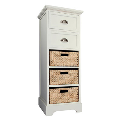 Beachcrest Home Fleming 2 Drawer 3 Basket Chest Color Cream