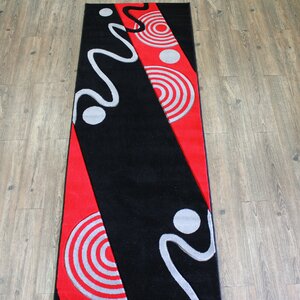 Geo Black/Red Area Rug