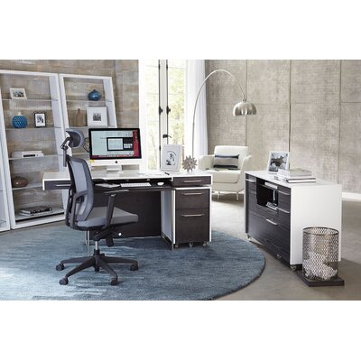 Format Solid Wood Computer Desk Bdi Usa Color Satin White Charcoal