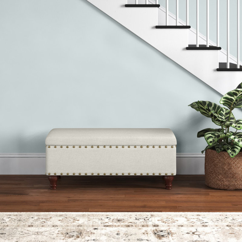 Collantes Upholstered Storage Bench Upholstery: Cream/Brushed Brass Nailhead
