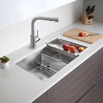 Ariel 48 L X 19 W Double Basin Undermount Kitchen Sink With Basket Strainer Reviews Wayfair