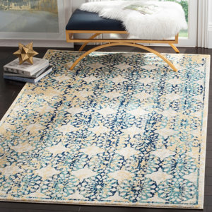 Elson Rectangle Ivory/Blue Area Rug