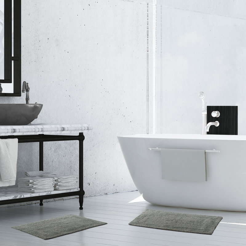 French Connection Hebert Rectangle Cotton Blend 2 piece Bath Rug Set