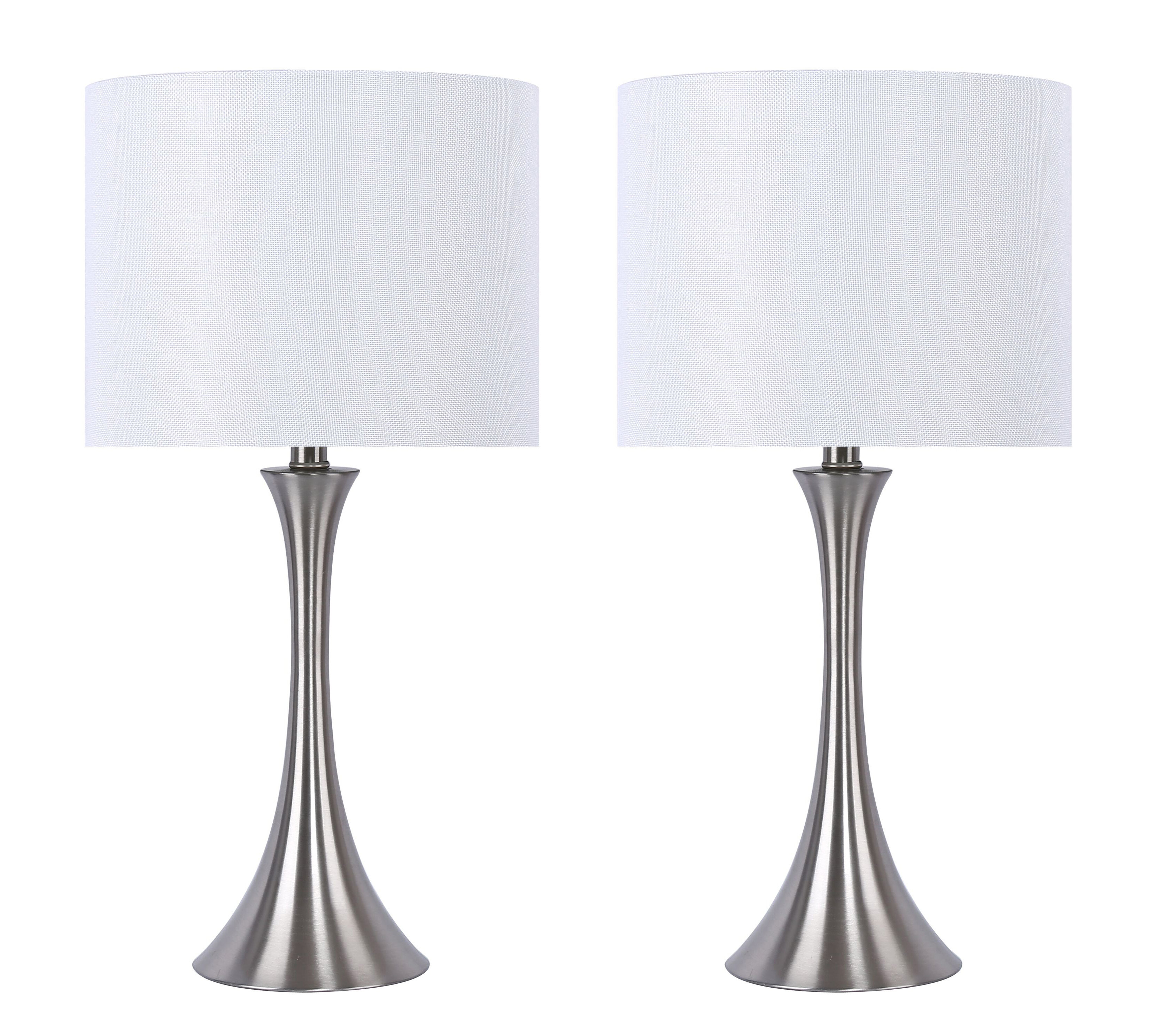 brushed nickel table lamps set of 2