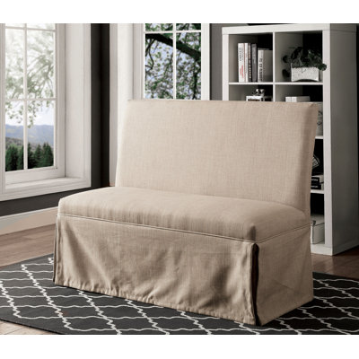 Alance Transitional Dark Gray Fabric Love Seat With Pillow Bench Gracie Oaks Fabric: Beige 100% Linen