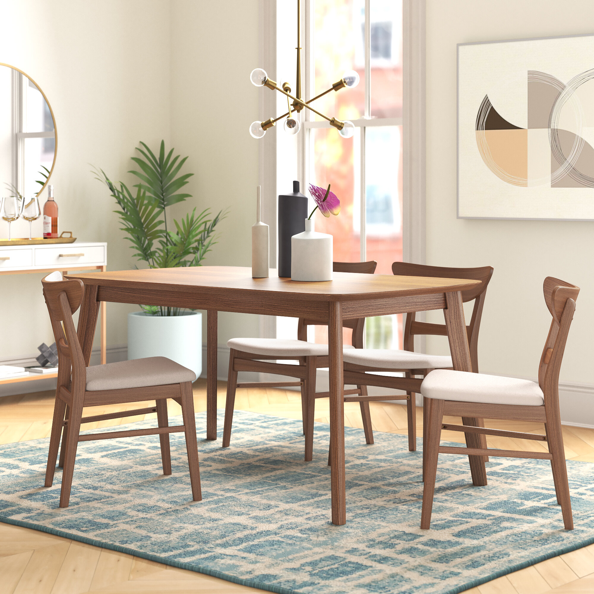 wood effect dining table and chairs