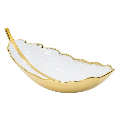 Gavyn Ceramic Abstract Decorative Bowl in Gold