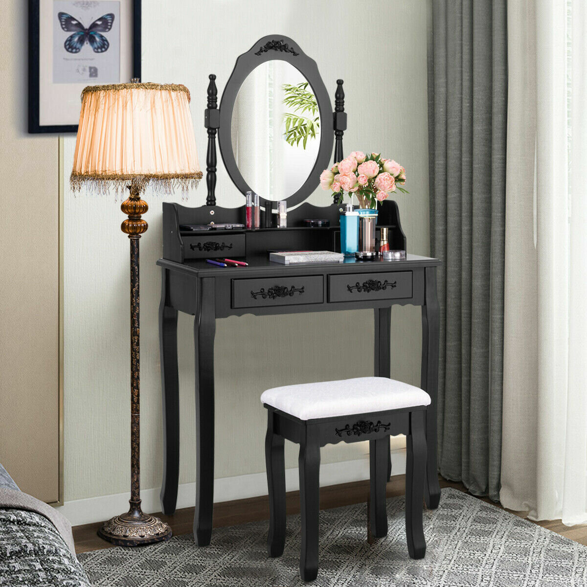 Geoffrey Vanity Set With Stool And Mirror Reviews Birch Lane