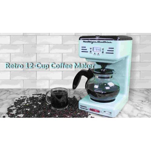 Nostalgia 12-Cup Coffee Maker Automatic Shut Off LED Display Easy Programming 