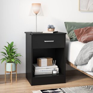2-Pack Tall Nightstand Bedside Table Accent With Bin DrawerEngineered Wood 