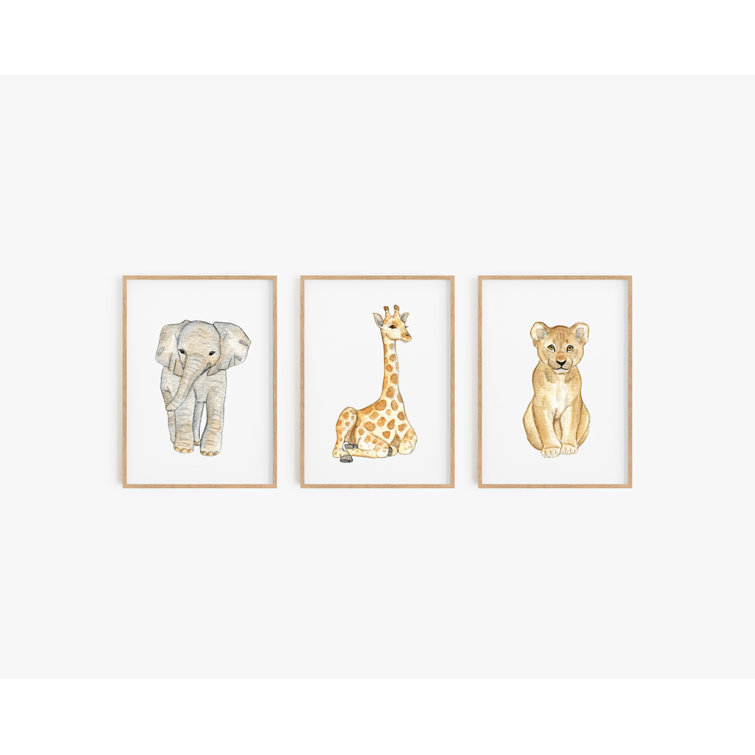 Isabelle Max Bridwell Safari Baby Animals 3 Piece Set Paper Print Wayfair