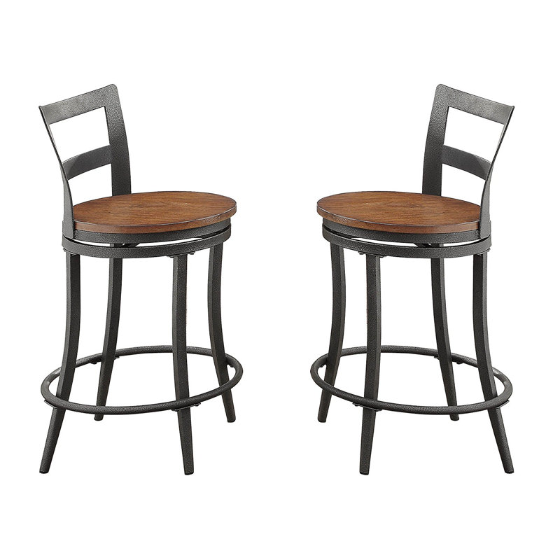 17 Stories Kinsley Wood Metal Counter Height Swivel Bar Stool Kinsley Wood Metal Counter Height Swivel Bar Stool