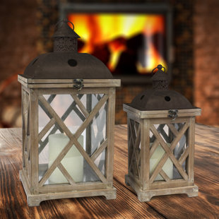 Best Ironwood 2 Piece Wood Lantern Set By Gracie Oaks Outdoor Lighting Ironwood 2 Piece Wood Lantern Set By Gracie Oaks Outdoor Lighting