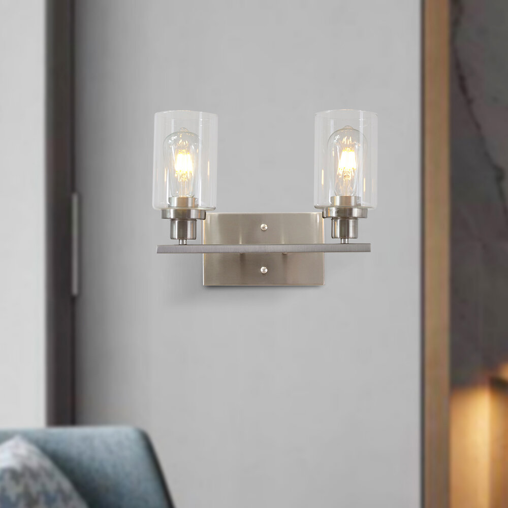 Latitude Run Yi 2 Light Dimmable Brushed Nickel Vanity Light