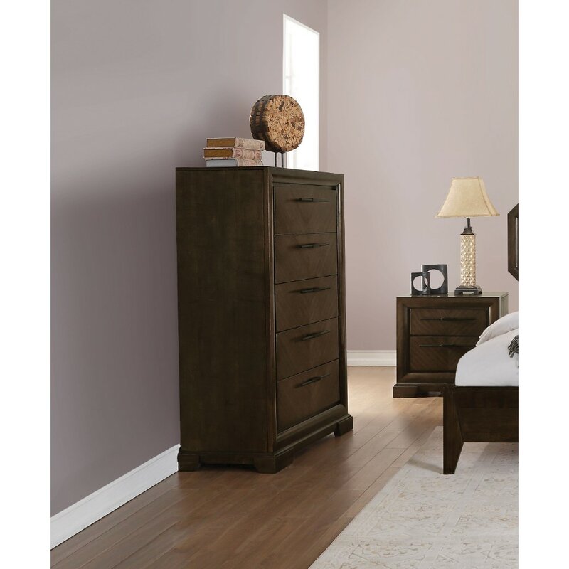 Canora Grey Cherri Transitional Style Wood And Metal 5 Drawer