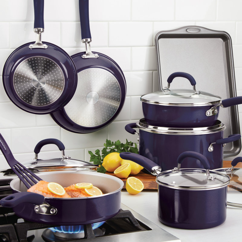 Rachael Ray Create Delicious 13 Piece Aluminum Non Stick Cookware Set Reviews Wayfair