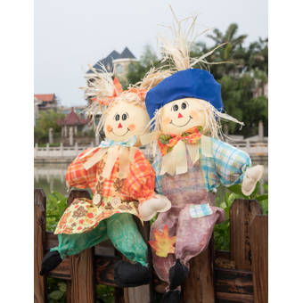 The Holiday Aisle 2 Piece Short Leg Standing Scarecrow Figurine Set Wayfair