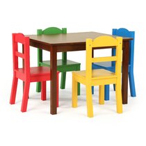Wooden Chair and Table Toys Set for Kids Brown Made of Wood & Non-Toxic Material 