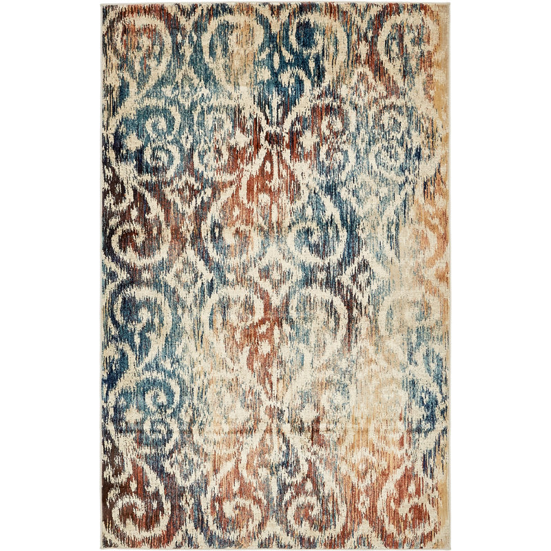 Bloomsbury Market Jani Blue Brown Beige Cream Ikat Area Rug Reviews Wayfair