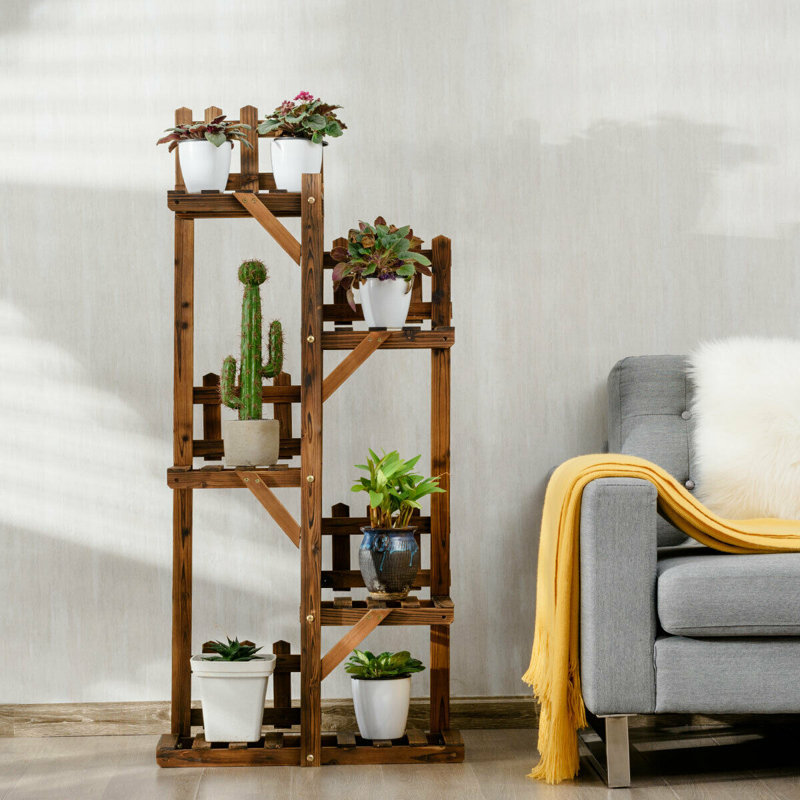 Costway Tier Wood Pots Display Shelf Plant Stand Wayfair Costway Tier Wood Pots Display Shelf