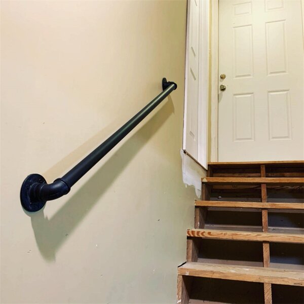 Size : 1ft Handrail Black Easy Install for Outdoor Indoor Stairs Porch Deck Hand Rail Stair Rail Banister Industrial Handrail Wrought Iron Safety Rail Complete Kit 1ft~20ft 