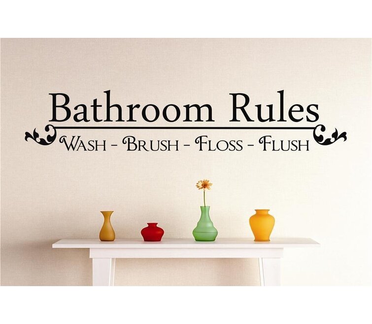 Bathroom Rules Wall Stickers Lettering Vinyl Decal Rub 