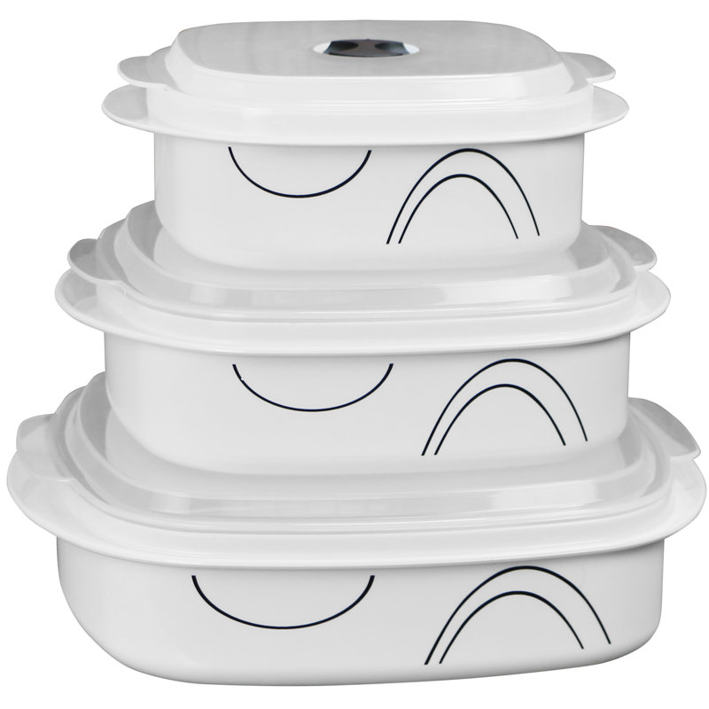 Corelle Simple Lines Microwave Cookware 3 Container Food Storage Set Simple Lines Microwave Cookware 3 Container Food Storage Set