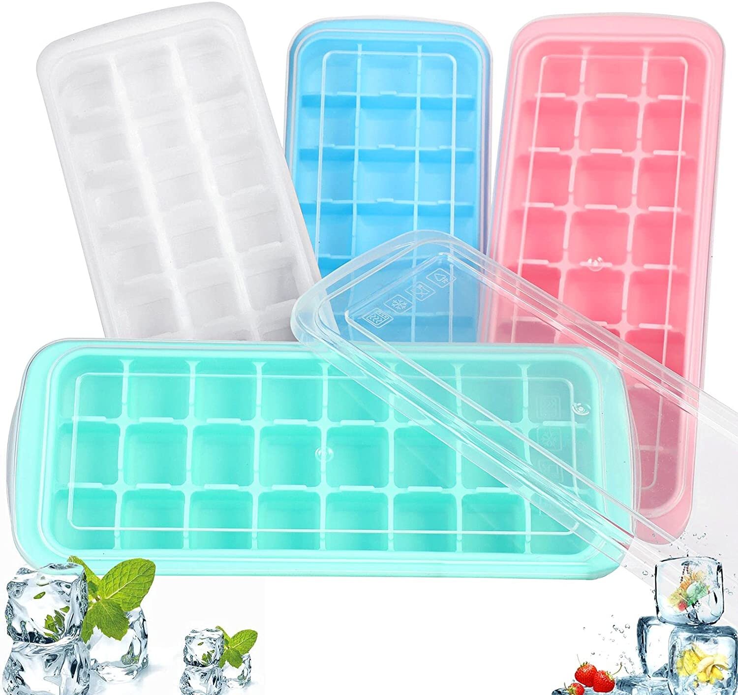 16 Cavity Ice Cube Trays with Lid Ice Maker Mold Bar Refrigerator Accessories