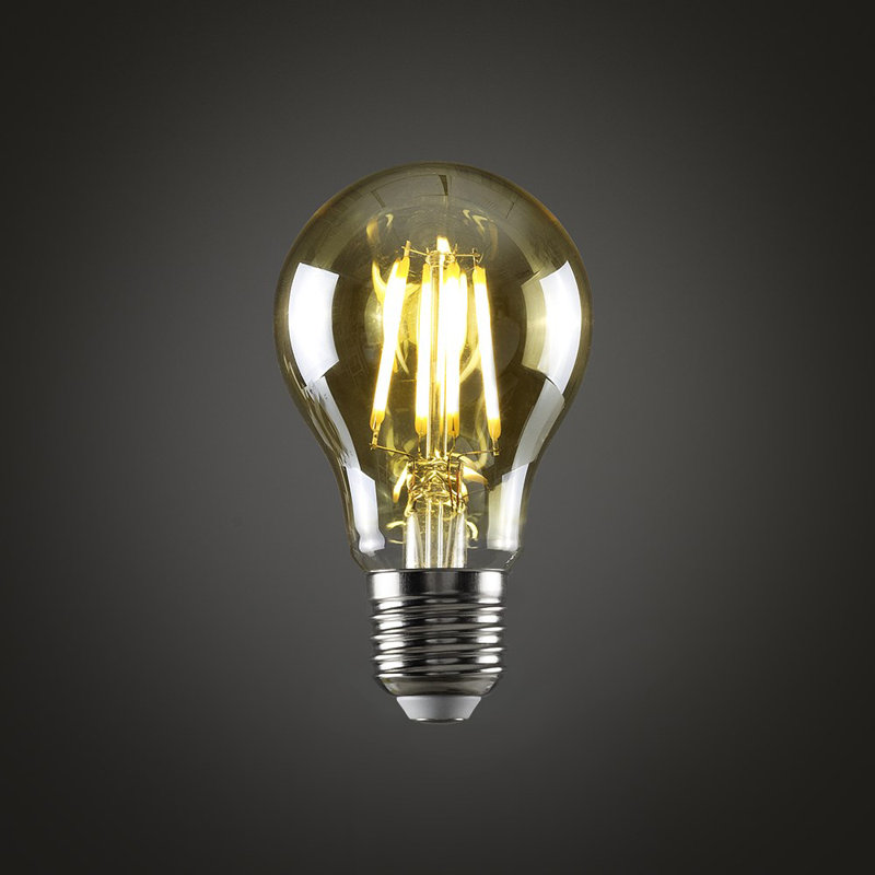 Pack of 3 Vintage Style LED Technology 4w ES E27 Unique Designer Style Amber Tinted Squirrel Cage Steampunk Light Bulbs / Energy Class A+ 2700K Warm White