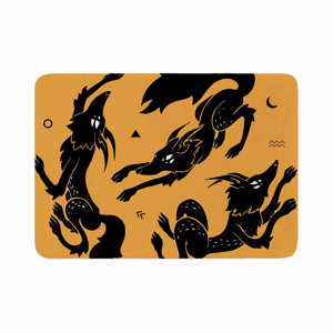 Anya Volk Dancing Wolves Abstract Memory Foam Bath Rug