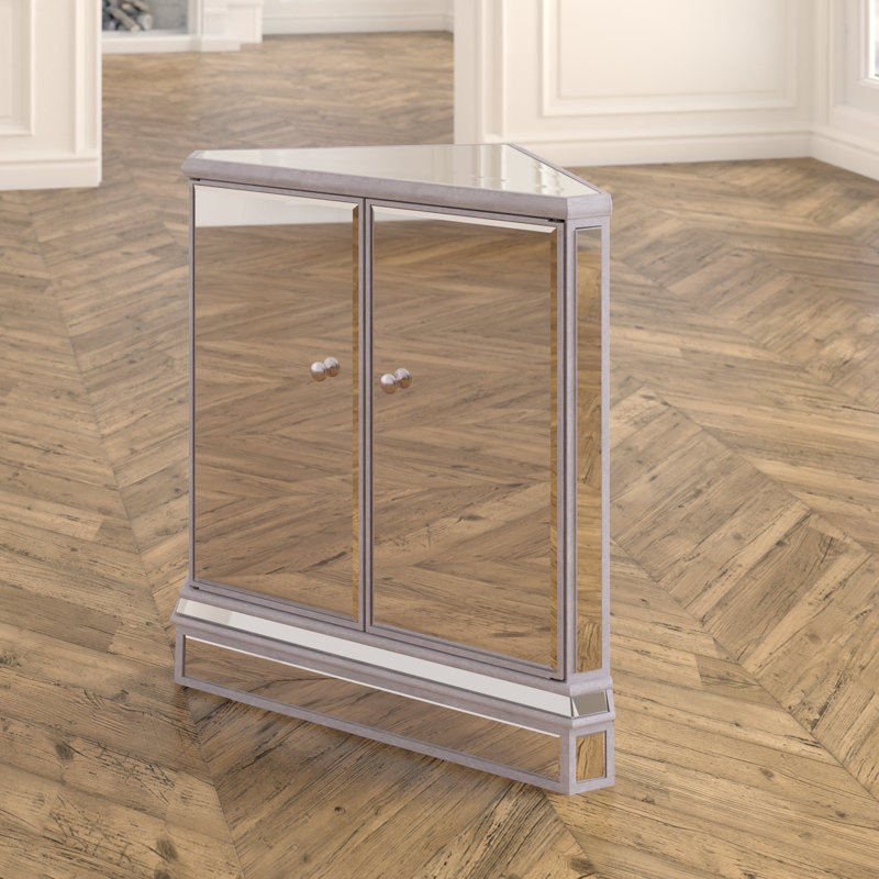 Willa Arlo Interiors Tracey 2 Door Mirrored Corner Accent Cabinet