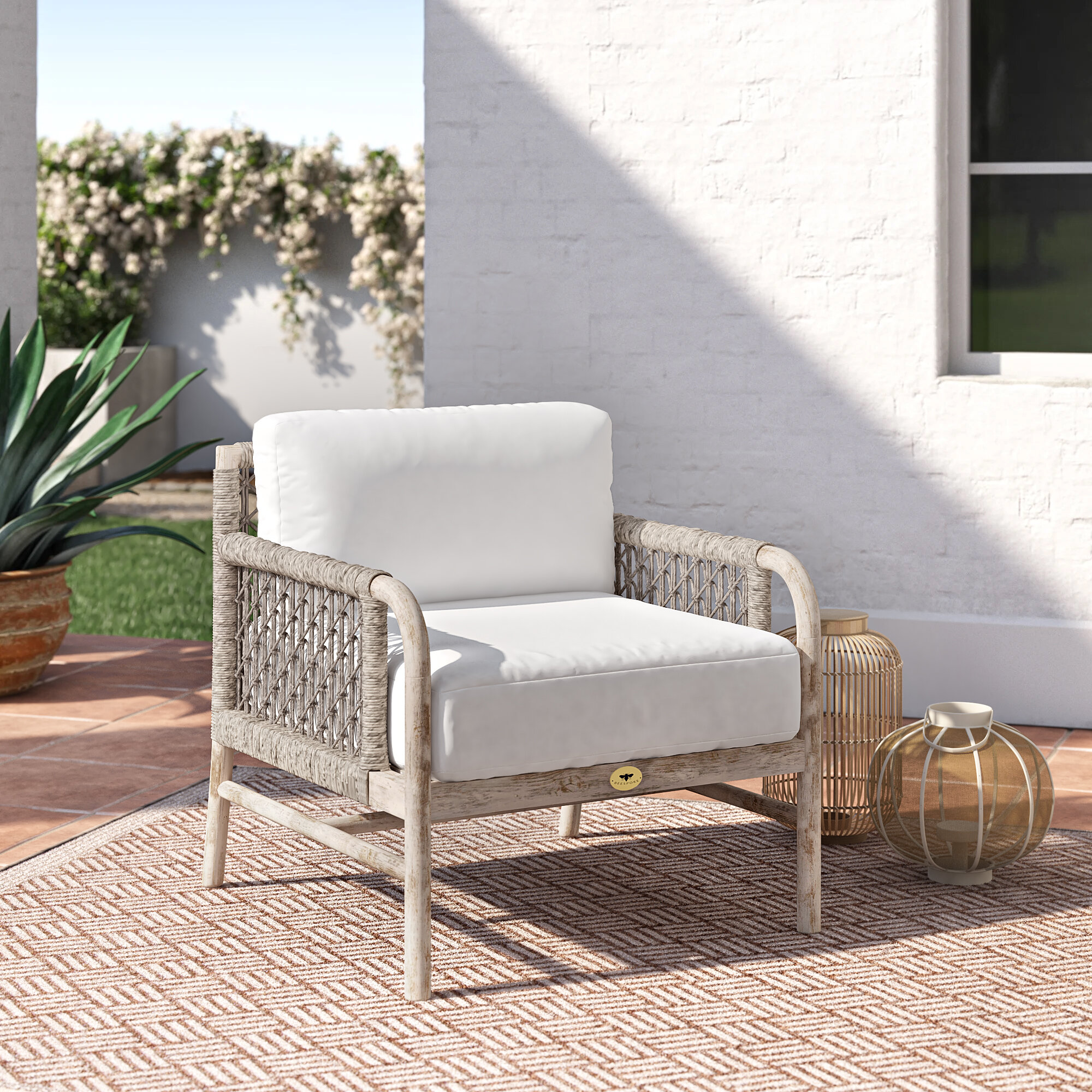 Villegas Teak Patio Chair With Cushions Joss Main