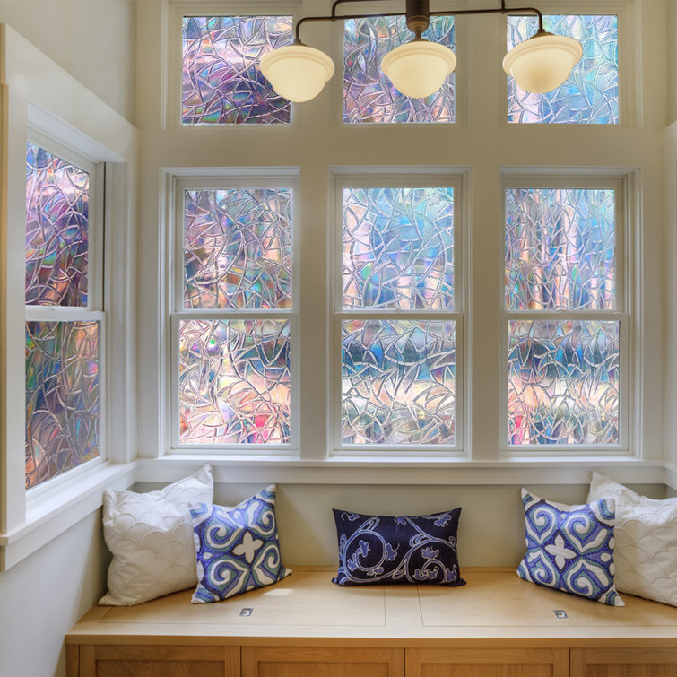Ivy Bronx 3d Film Frosted Stained Glass Flower Static Cling Window Decal Reviews Wayfair