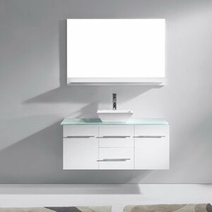 Decastro 47 Single Bathroom Vanity Set with Tempered Glass Top and Mirror