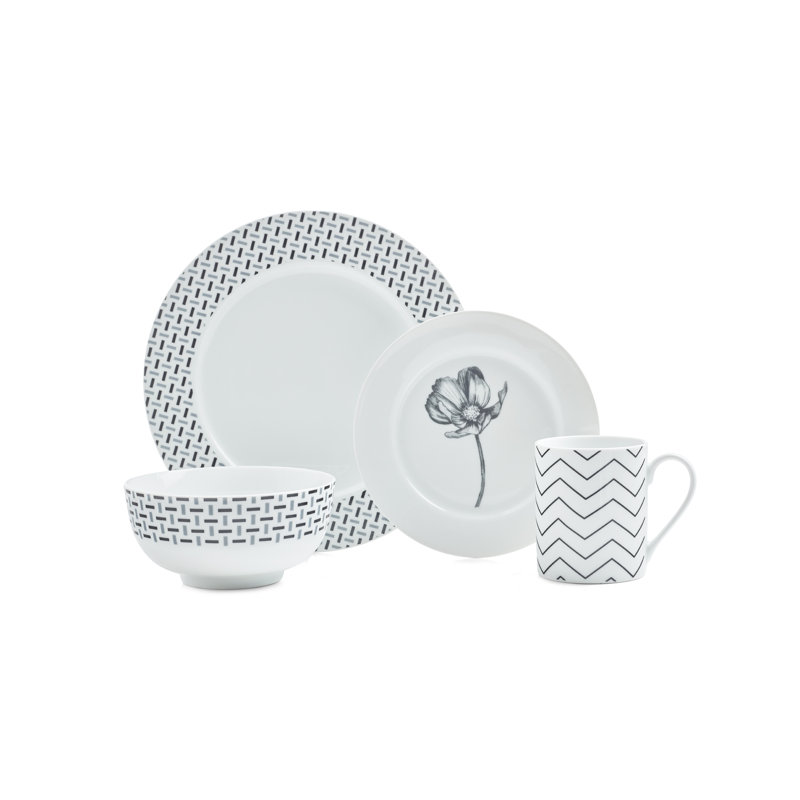 black and white dish set